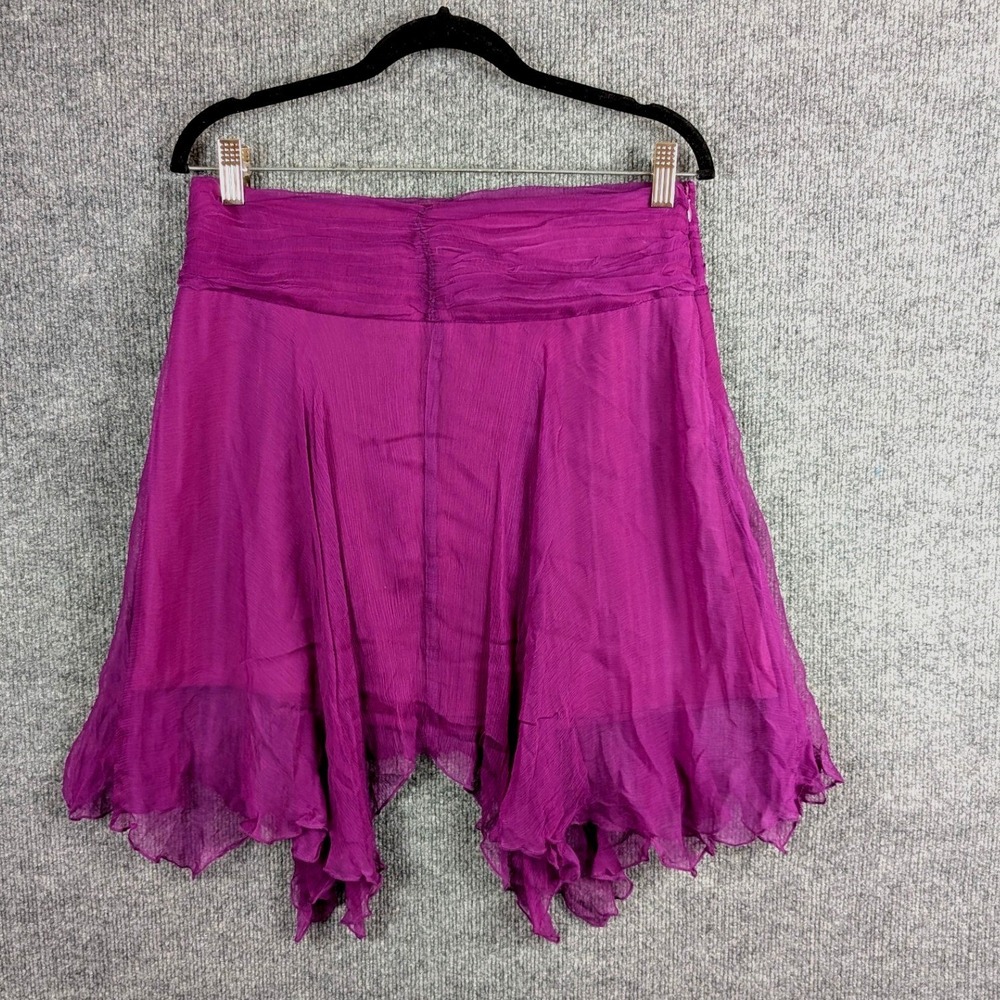VINTAGE 90s Skirt Purple Handkerchief Hem Ruffle Chiffon NEW Size 4 To The Max